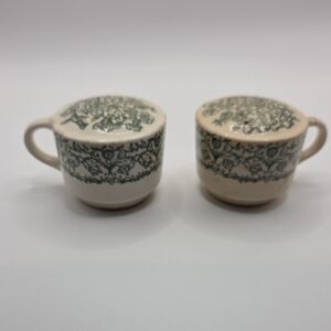Royal Usa Salt And Pepper Shakers. Green And White Vintage